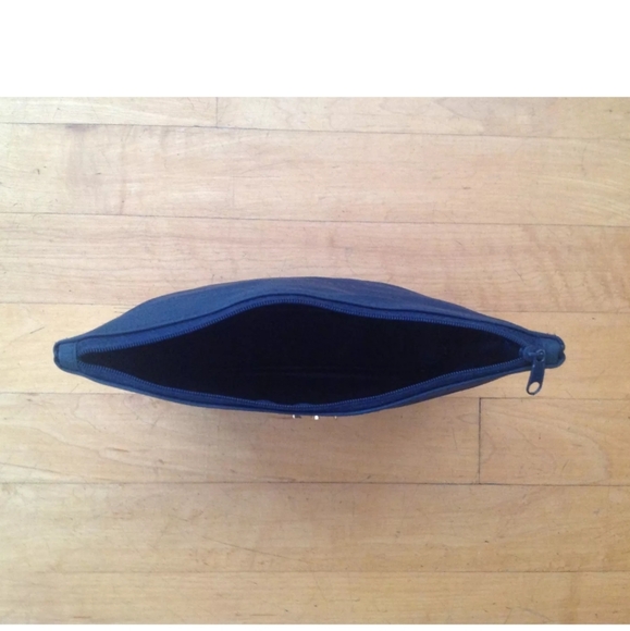 COSMETIC TRAVEL BAG BLUE MICROFIBER/ Canvas 8.5 X 6 - Picture 4 of 10